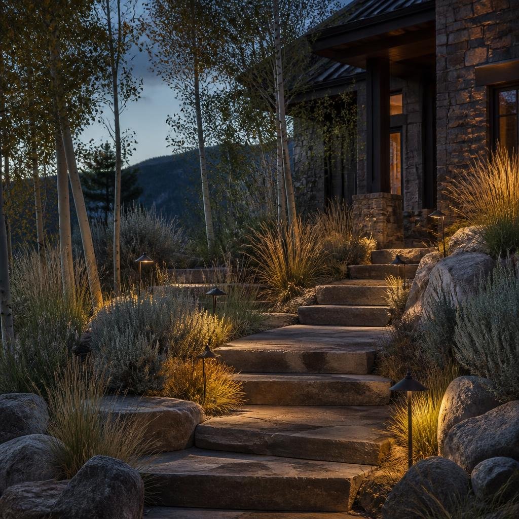 Outdoor pathway lighting in Pagosa Springs, Colorado